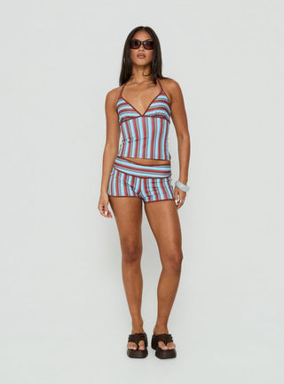 Makira Shorts Brown / Blue Stripe