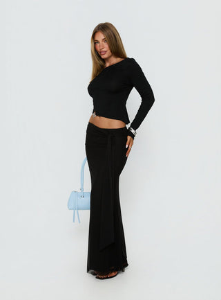 Caviar Tie Maxi Skirt Black
