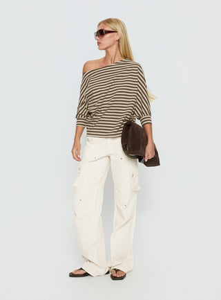Keyes 34 Sleeve Off Shoulder Top Multi Stripe