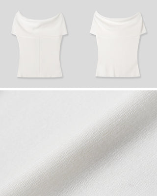 Off-shoulder slim knit - 3 colors