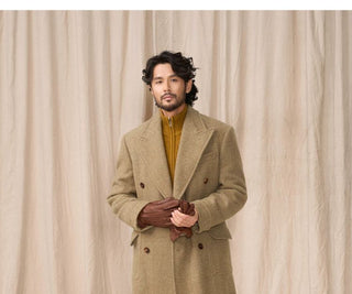 [CULTUM] Heavyweight Wool Herringbone Polo Coat