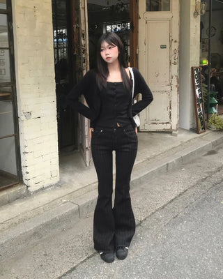 striped bootcut pants