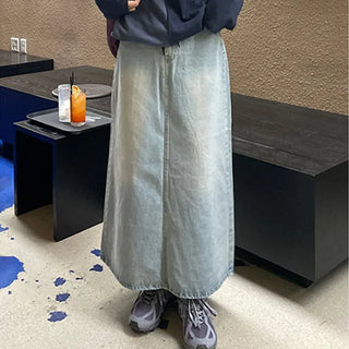 Long denim skirt