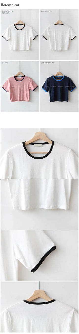 Color-block cropped t-shirt