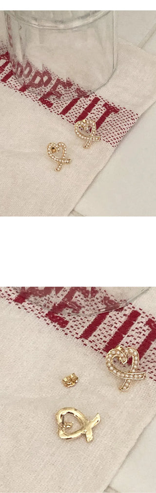 Heart design gold earrings