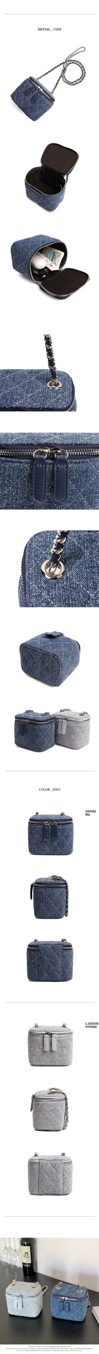 Denim quilted micro mini chain cross bag
