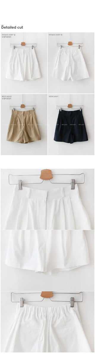 High-waisted pintuck shorts