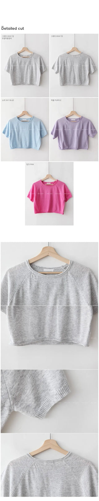 Cropped short-sleeved knit