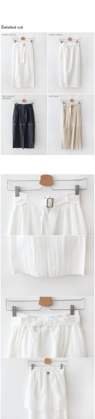Belted long skirt