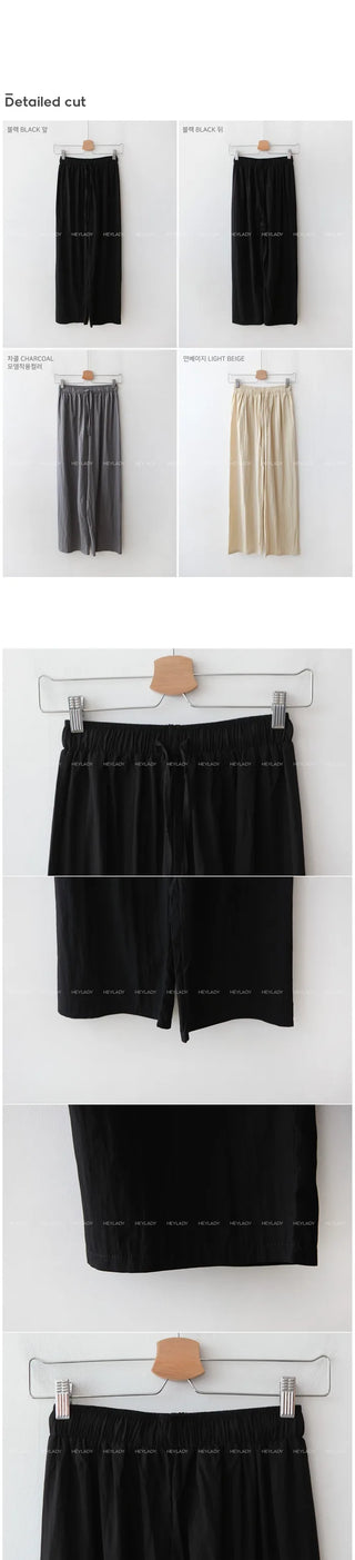 Elastic wide-leg pants