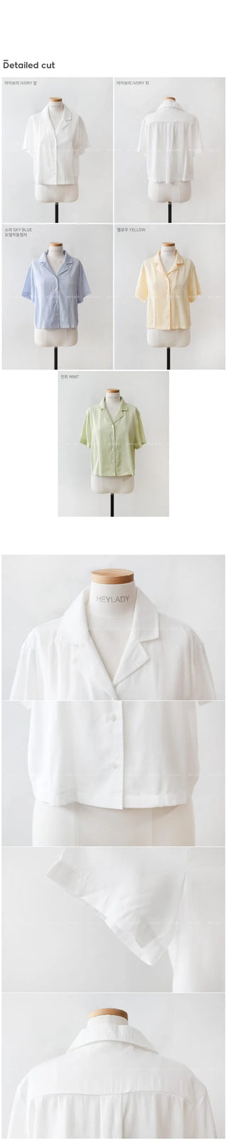 Shirite Color Short-Sleeved Blouse