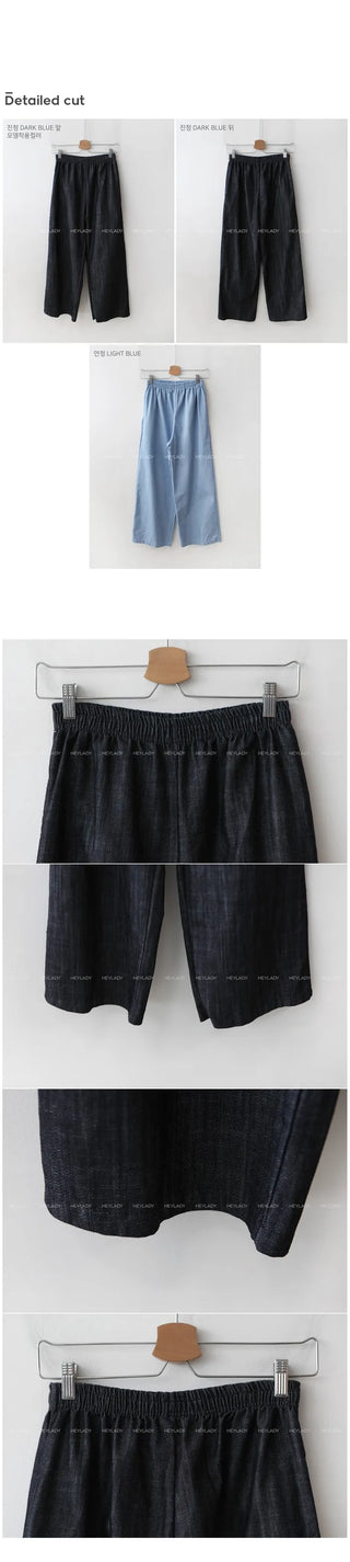 Denim banding pants