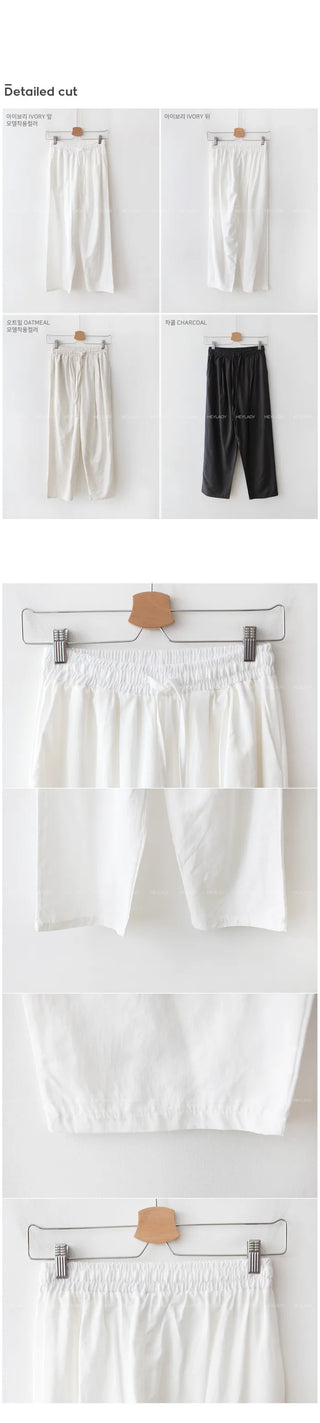 Linen elastic waist pants