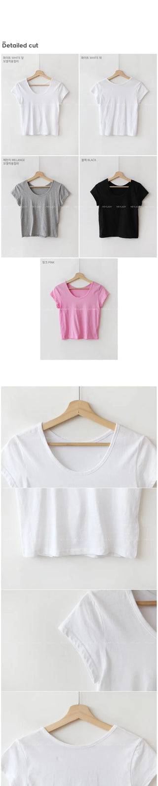 U-neck short-sleeved T-shirt