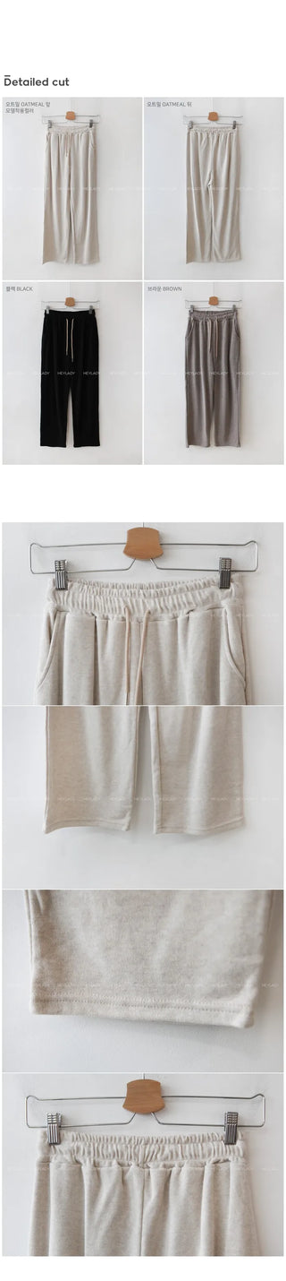 Wide-waist elastic pants