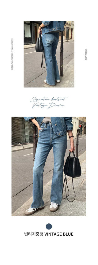 Signature Slim Bootcut Vintage Denim Pants