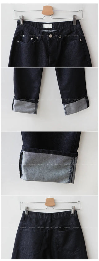 Washed denim pants