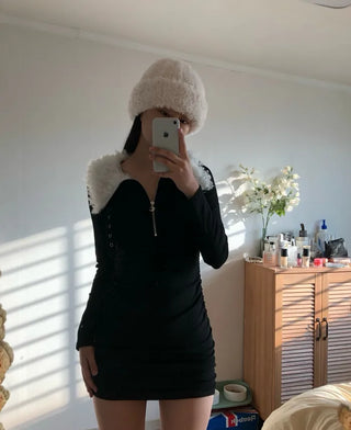 Fur knit beanie