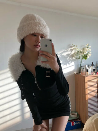 Fur knit beanie