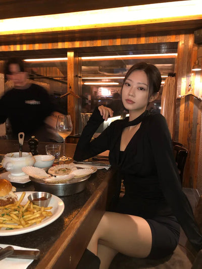 (set) Choker T-shirt bra top