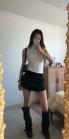 Denim stretch mini skirt