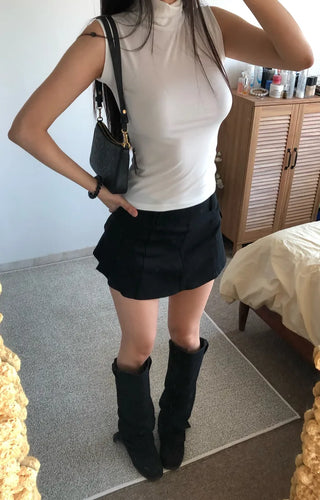 Denim stretch mini skirt