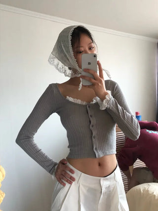 Linen lace scarf