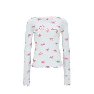 Long sleeve letter print ruffle top