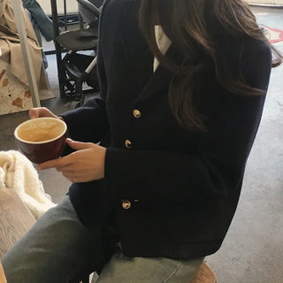 Gold button tweed jacket
