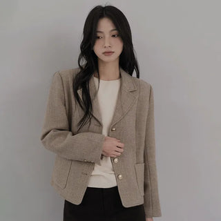 Gold button tweed jacket