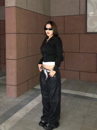 Wide denim pants