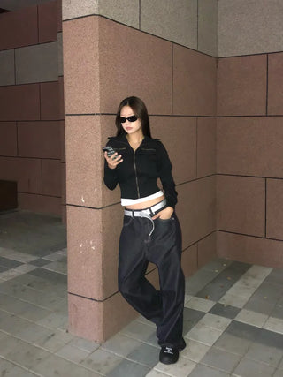 Wide denim pants
