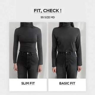 (Slim Fit/Basic Fit) Turtleneck T-Shirt - 7 Colors