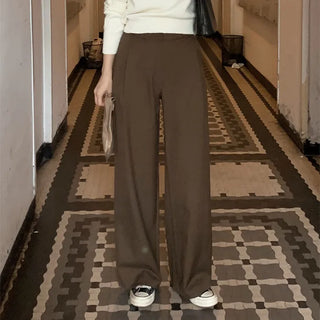 Autumn semi-wide wool slacks