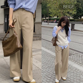 Autumn semi-wide wool slacks