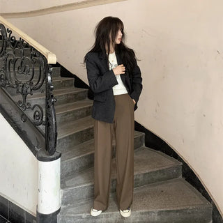 Autumn semi-wide wool slacks