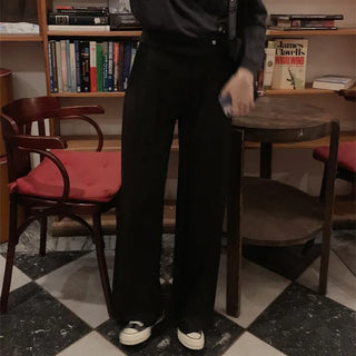 Autumn semi-wide wool slacks