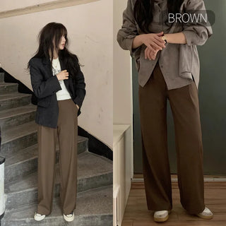 Autumn semi-wide wool slacks