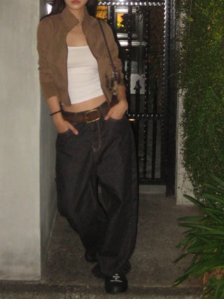 Straight Wide Denim Pants
