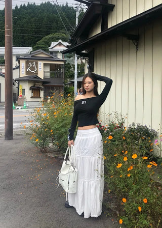 Shirred long skirt