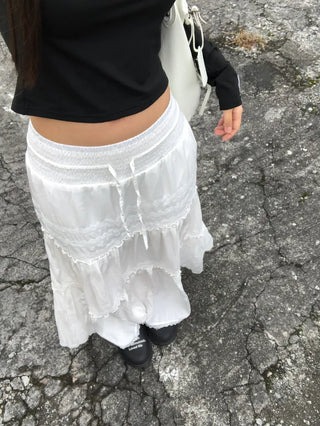 Shirred long skirt