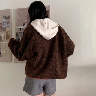 [3 colors] Bi-color reversible fleece dumble hoodie