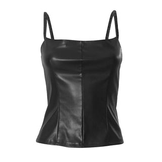 PU leather backless cami top