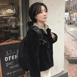 Corduroy fur jacket