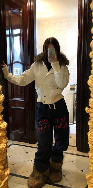 Suede quilted sheepskin jacket