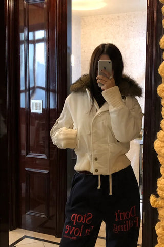 Suede quilted sheepskin jacket