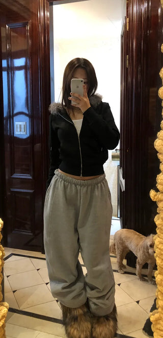 Fleece-lined, contrasting drawstring pants