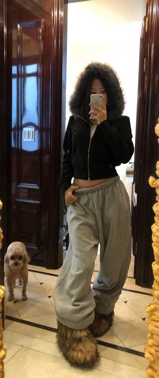 Fleece-lined, contrasting drawstring pants