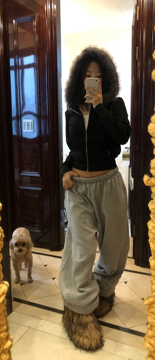 Fleece-lined, contrasting drawstring pants