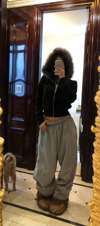 Fleece-lined, contrasting drawstring pants